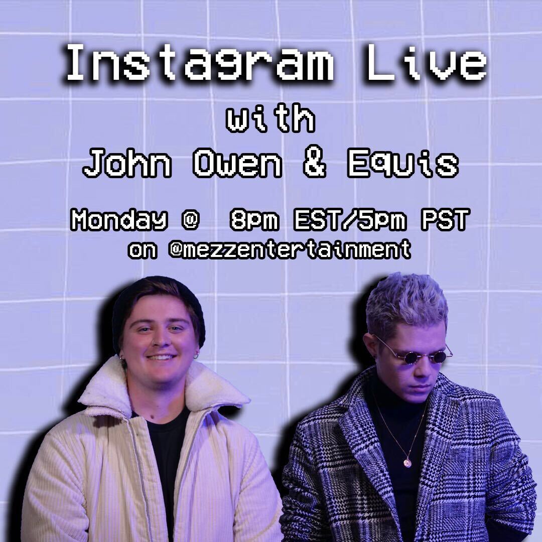 whoisjohnowen's tweet photo. Going live tomorrow on the @mezzentertain Instagram with @equis_nyc !! Don’t miss this collab 

#livestream #instagramlive #instagram #collab #musicians https://t.co/gfUkp0t7ZM