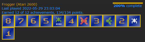 RnJaguar's tweet photo. A nice little one to get. Just beat some levels and don't get smashed. #atari #RA #retroachievments #froggeratari #frogger https://t.co/5hSrA04kbh