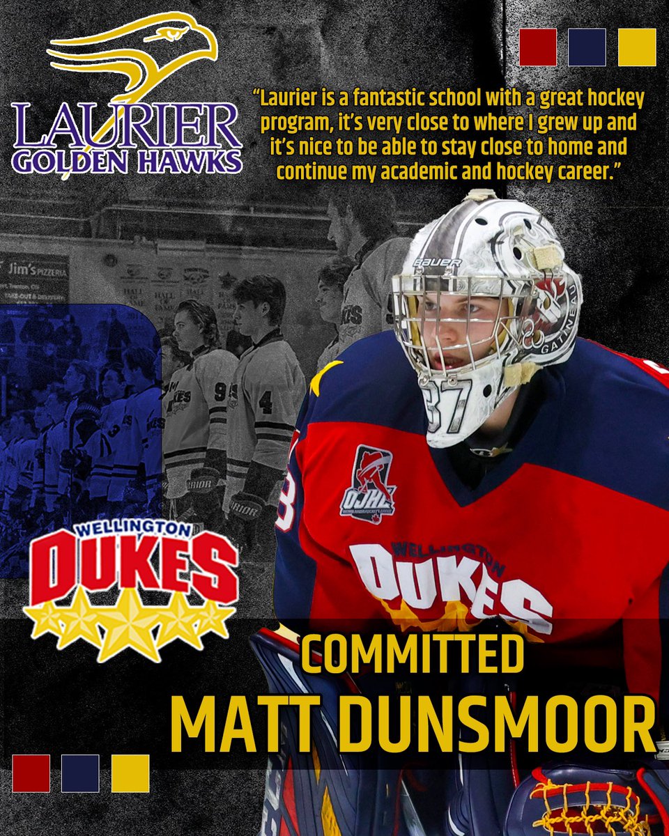 Wellington Dukes (@ojhldukes) on Twitter photo Congrats to Dukes goaltender <a href="/MatthewDunsmoor/">Matthew Dunsmoor</a> on his commitment to <a href="/WLUAthletics/">Laurier Golden Hawks</a> of <a href="/USPORTSca/">U SPORTS</a>
(📷 Ed McPherson/OJHL Images) Congrats to Dukes goaltender <a href="/MatthewDunsmoor/">Matthew Dunsmoor</a> on his commitment to <a href="/WLUAthletics/">Laurier Golden Hawks</a> of <a href="/USPORTSca/">U SPORTS</a>
(📷 Ed McPherson/OJHL Images)