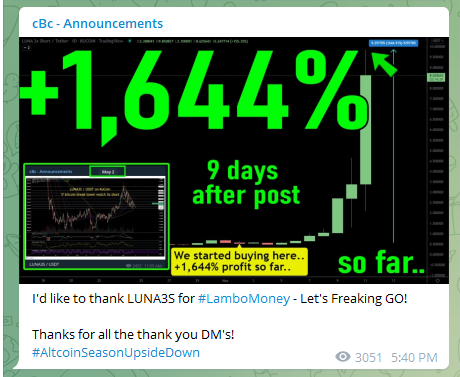 CryptoBTC_Chris's tweet photo. We KILLED it on the $LUNA short.. 

Join my trading group today!
60% off ends soon!

https://t.co/qgUSYrpMD5 https://t.co/sQpSXzBfMw