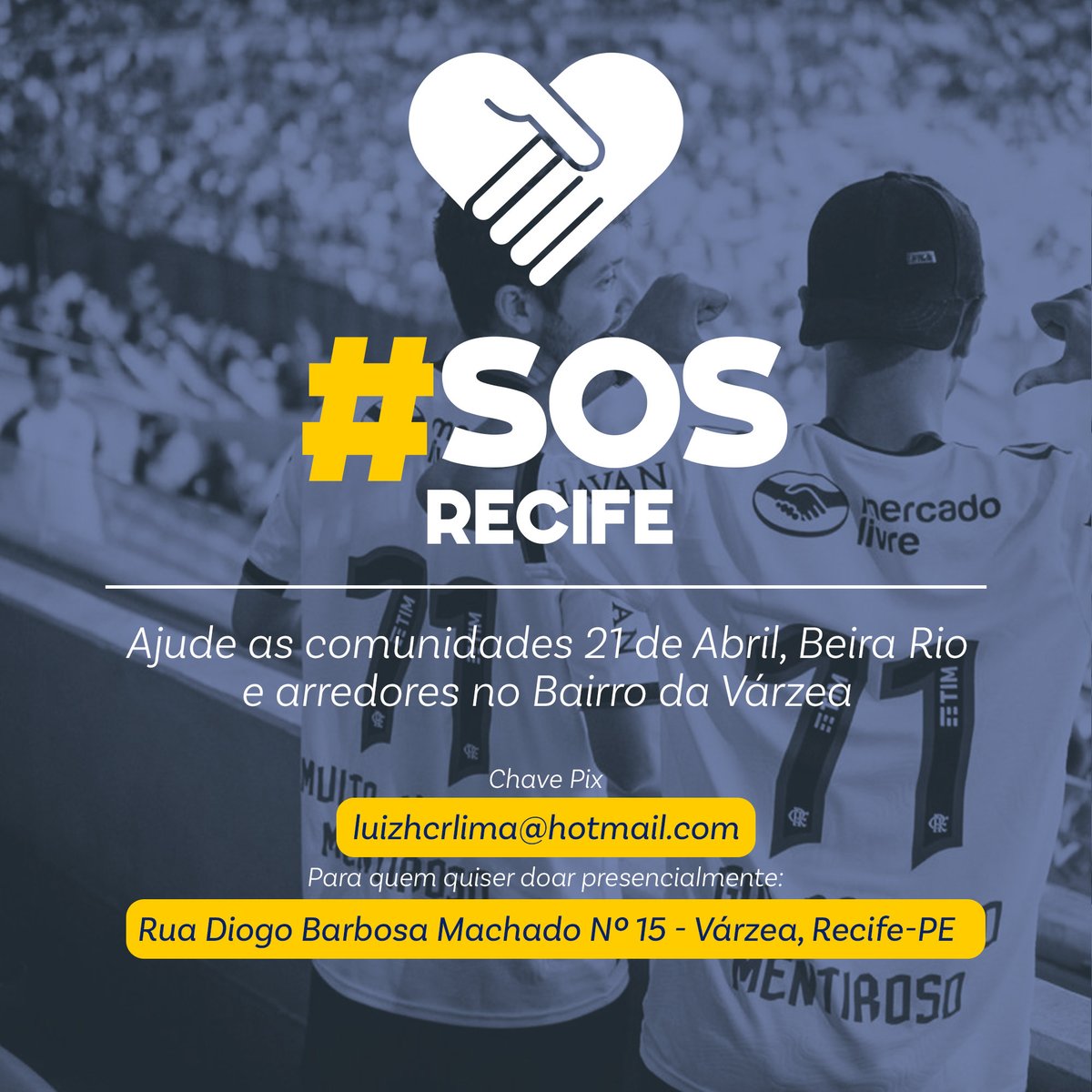 muitohumildee's tweet image. A gente gosta de mentir mas agora é hora de falar sério 

Eu e Gol do Rayo estamos nos juntando a uma corrente de solidariedade por Recife. Vamos arrecadar mantimentos para ajudar as famílias desabrigadas 

🛑 Se você não tiver como doar fortalece com um RT aí