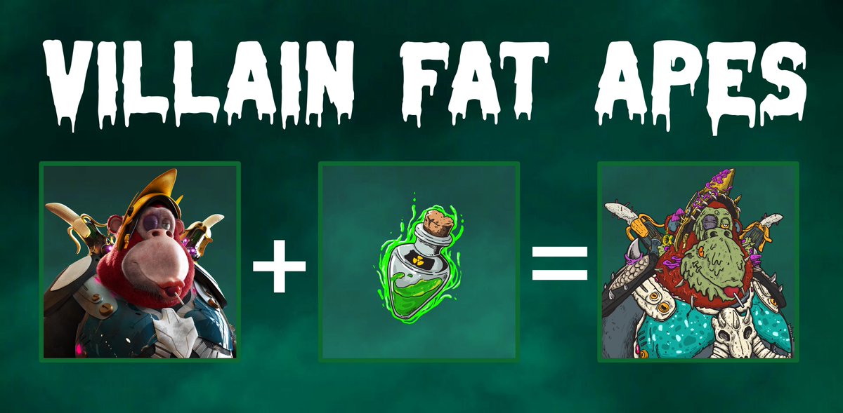 superfatapes's tweet photo. 🧪We warned them not to drink these potions! 
However, some students did and the mutations will soon start to multiply in the Fat Academy!
🧟Be on your guard, the Villains Fat Apes will soon make their entry in our establishment.
RT and drop a 🧪 https://t.co/R8XmDkW3yC
