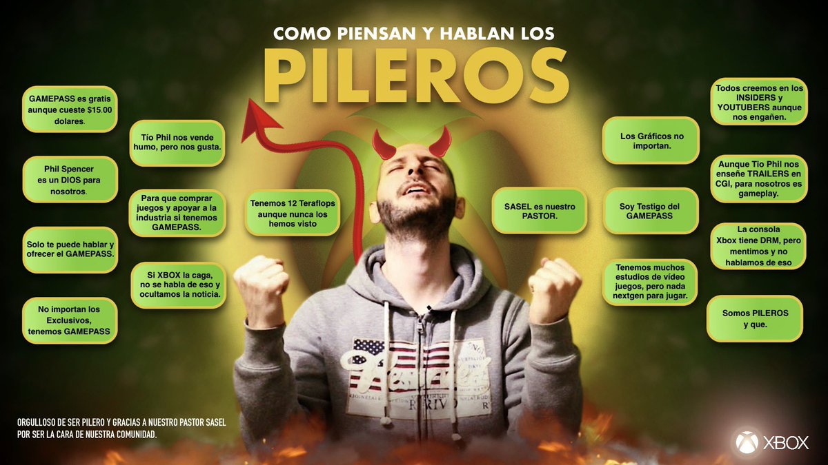 PBRecords2's tweet photo. @bitw2393 @ChapoteP @Masterbrain21 Todos los PILEROS el 95% piensan y hablan de este modo, y todos lo aprendieron y fueron adoctrinados por su CALVO PASTOR SASEL, el es la cara hoy en día de toda la comunidad de XBOX. https://t.co/JssLFi2N3h