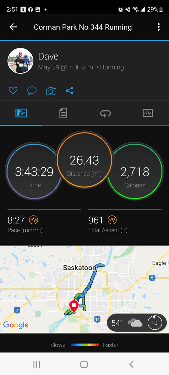 sask_runner's tweet photo. Another #SaskMarathon is in the books.
This has been my first ever full in the spring. Turned out pretty, pretty, pretty good.
3:43:31 - 10 minute improvement on my PB. Was a grind for the last 3 miles but got it done!
Very proud of my improvements over the past year. https://t.co/rYxmt4RrTe