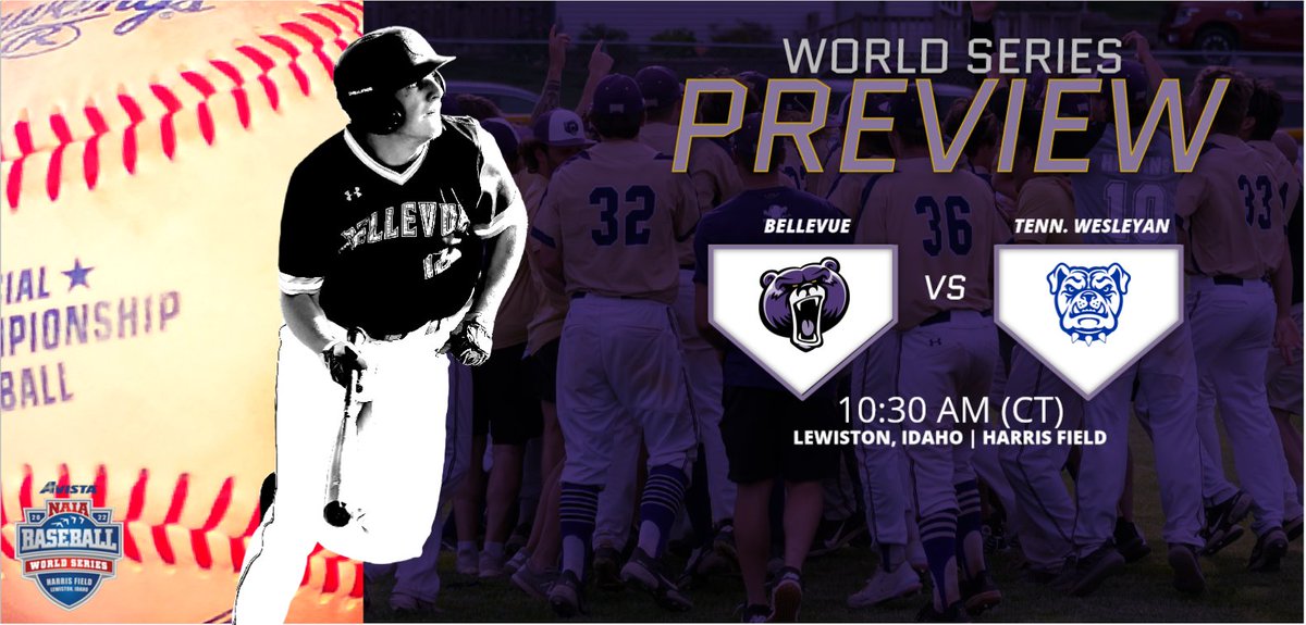 BUBruins's tweet photo. ⚾️ Avista NAIA World Series Preview:
#5 @BUBruinBaseball (49-12)
🆚
#2 @twbulldogs (54-7)
https://t.co/PIwvhmbHFf 
#NAIABaseball #NAIABBWorldSeries #BUBruins @NAIABall @NaiaBsbScores @OWHsports @Bellevue_Times https://t.co/5s4LKsoPPE