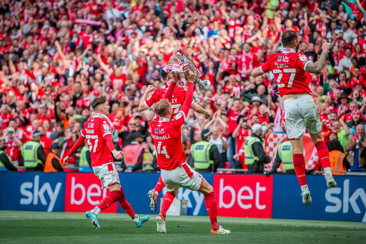 colombo1865's tweet photo. 23 years of pain washed away in 96 minutes. We are Premier League again. #nffc #FORHUD #HUDNOT #playofffinal #SkyBetChampionship https://t.co/IO1zszLIph