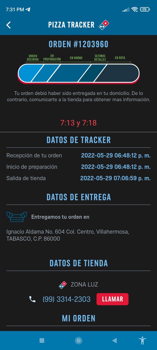 MirshaLecona's tweet photo. Buenas tardes, pedi una pizza en Dominos por la app y llego tarde además que no llego lo que pedi, aqui anexo evidencia, gracias https://t.co/ACAv3A4yyv