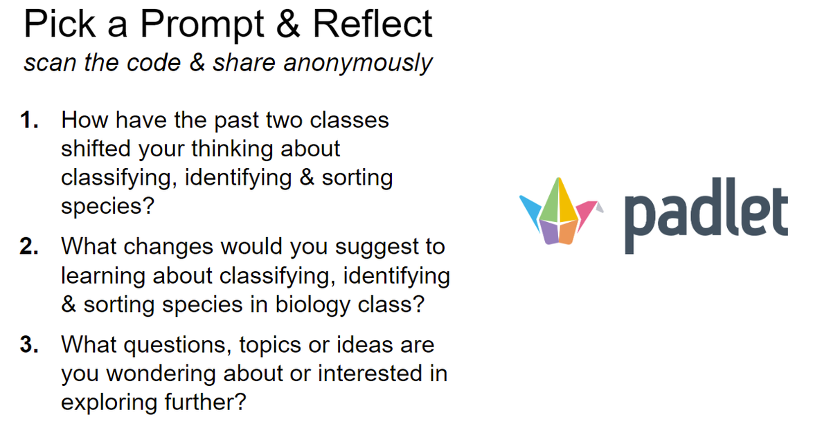 taughtbygiroux's tweet image. Last week in #SBI3U S used the work of Joe Pitawanakwat @TheCurrentCBC @NebulousNikki  @CBCQuirks and Robin Wall Kimmerer to deconstruct and challenge the Linnaean system of classifying species. Gathered valuable student voice for re-framing our learning about biodiversity