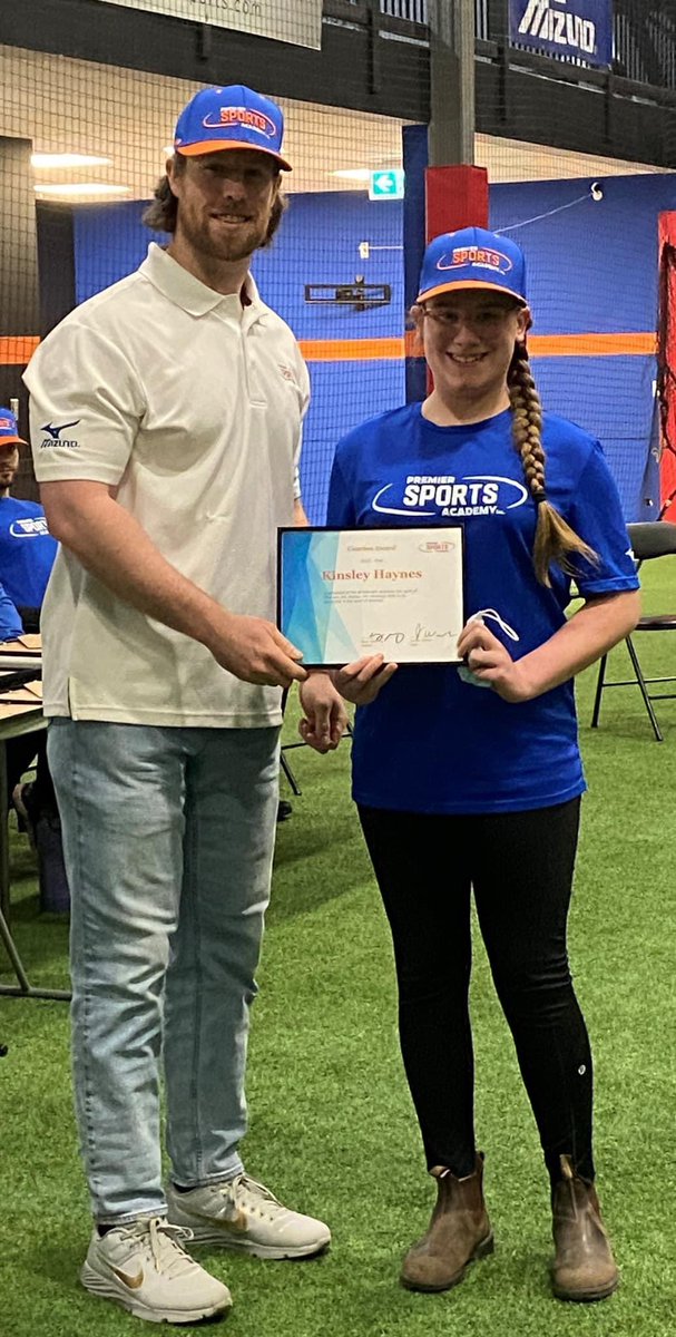 My girl accepting the Coaches Award <a href="/premiersportsNL/">Premier Sports Academy Inc.</a> today! Having her hard work and dedication recognized was such a proud moment for her and us! Huge thanks to the PSA team for all you do for our baseball kids! #youwishyoucouldthrowlikeagirl