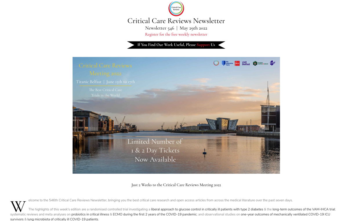 The 546th Critical Care Reviews Newsletter, bringing you the best critical care research and open access articles from across the medical literature for the week May 23rd to 29th, is now out
criticalcarereviews.com/newsletters/cu…

CCR is supported by @MyIntensiveCare