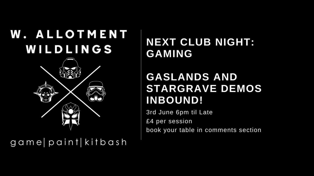 WAWildlings's tweet photo. Next session is the 3rd June - every table booked in 2 hours!! We have: stargrave, GasLands, HeroQuest, StarWars, 40k 1000pts and 500pts games. Painting and kitbashing on the side as well. #warhammer40k #stargrave #wawwildlings https://t.co/bVBFIlhXVH