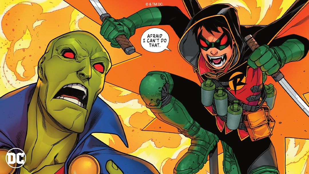 DCOfficial's tweet photo. And we thought Damian was bloodthirsty before. 🧛🏻‍♂️ Tell us what you liked about DC VS. VAMPIRES - HUNTERS #1! https://t.co/I4mc4Gy9OW