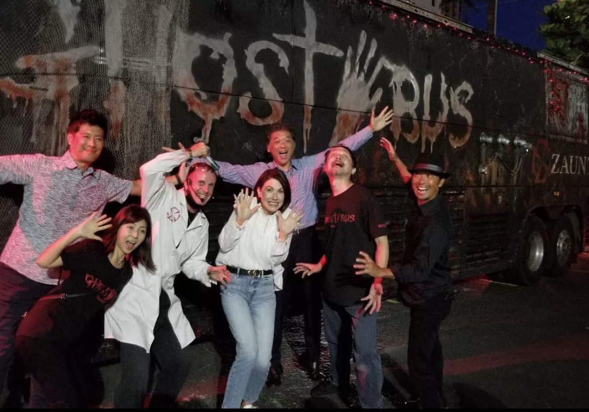 ghostbushawaii's tweet photo. Mahalo @iwakan_tbs all the way from Japan! And to all the amazing local crew🤙

#ghostbushawaii #hauntedhouse #japanesestylehorror #newattraction #waikikiattractions 
#waikikimarriott #yearroundattraction #thingstodoinhawaii #areyoubraveenough https://t.co/EvVH43UvMD
