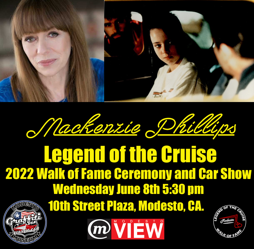 modestoview's tweet photo. Thrilled that Mckenzie Phillips will be part of this years Legend of the Cruise 2022 Walk of Fame Celebration and Car Show in Downtown Modesto on Wednesday June 8th 5:30 pm FREE. Bring the whole family out &amp; celebrate #GraffitiSummer #modestograffitiusa #homeofamericangraffiti https://t.co/xJRizHvYZM