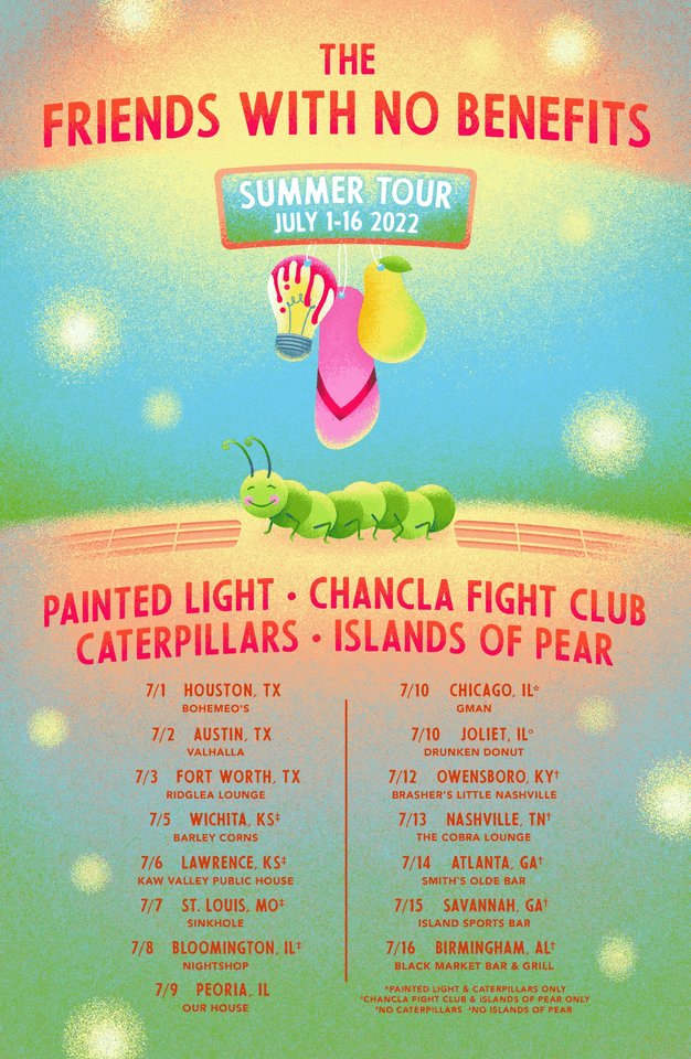 paintedlight_tx's tweet photo. You know what's up. Tickets through the venues! See you soon U.S.A.! @friendclubrecs @chanclaFC @Caterpillarstx #islandsofpear https://t.co/MuNDGaatfd