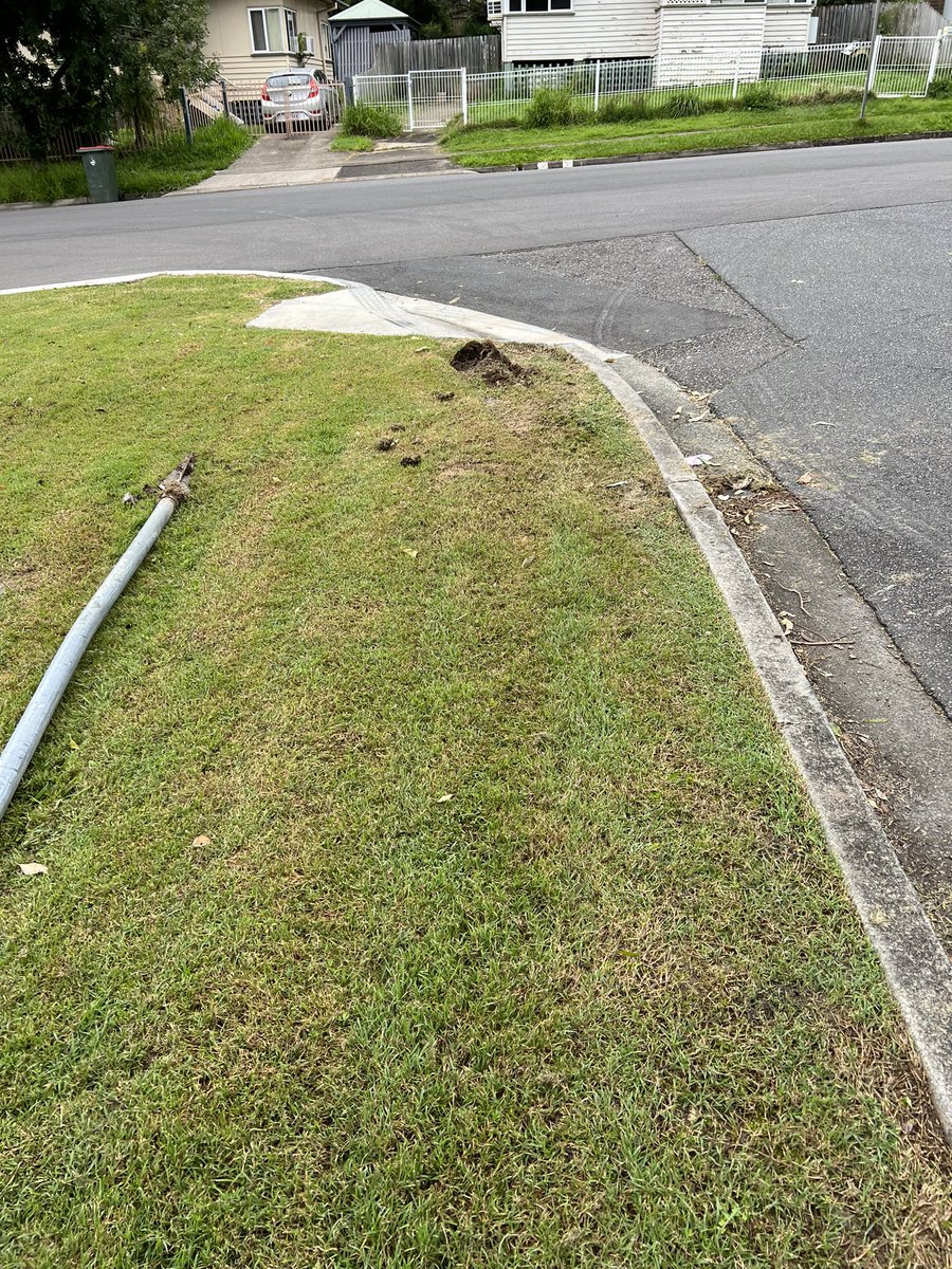 katan_patel's tweet photo. @brisbanecityqld a truck driver just rolled over the curb and backed into a street sign on our street. Do I need to do anything specific to report it? https://t.co/bdJRMZksnv