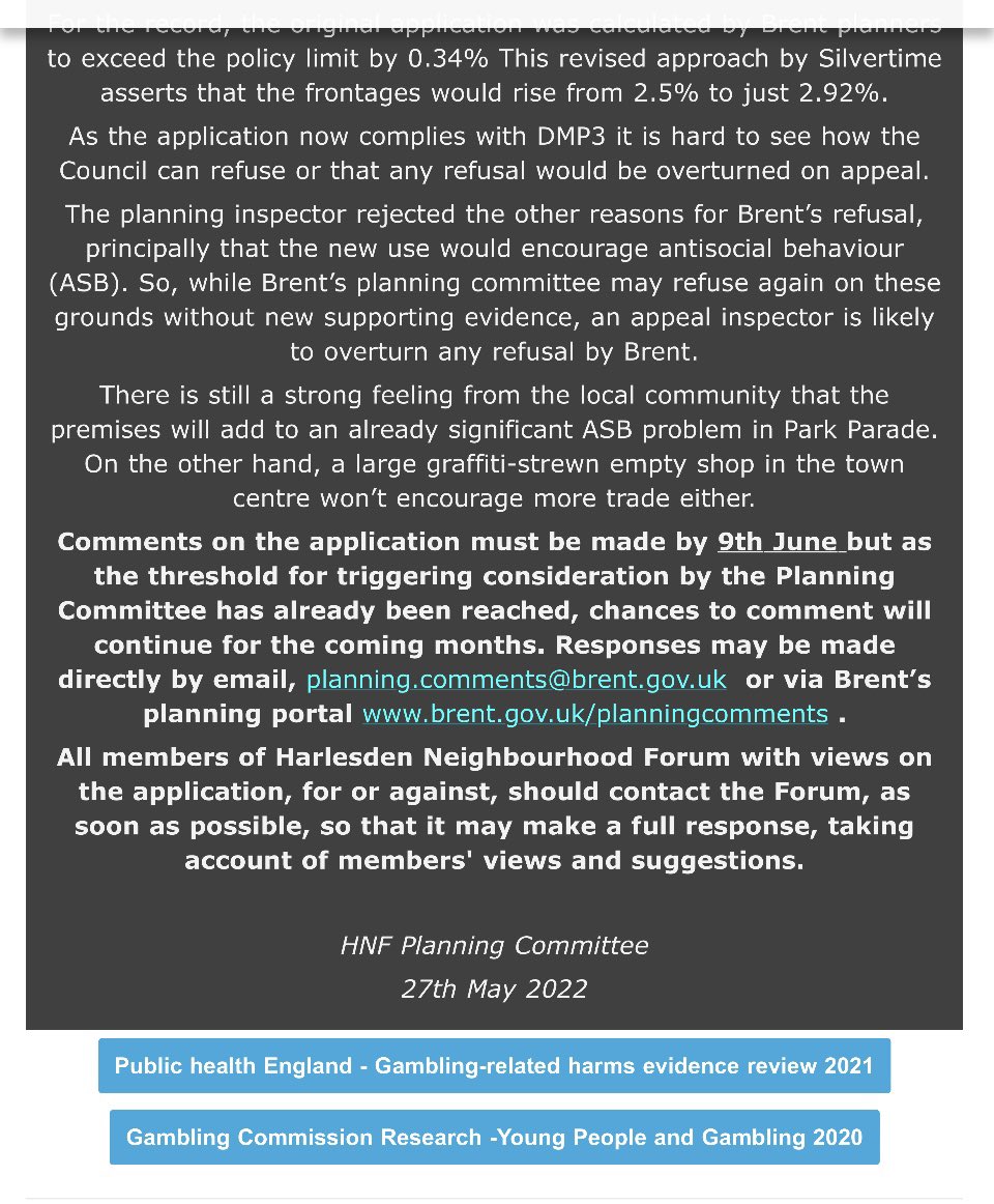 Our beloved Park Parade is at risk of more anti social behaviour if this is permitted please object.  The best way in is pa.Brent.gov.uk then enter application number 22/1619. You can read the comments already submitted! <a href="/HarlesdenHen/">HarlesdenHen</a> <a href="/thisisharlesden/">This is Harlesden</a> <a href="/loveharlesden/">Love Harlesden NW10</a>