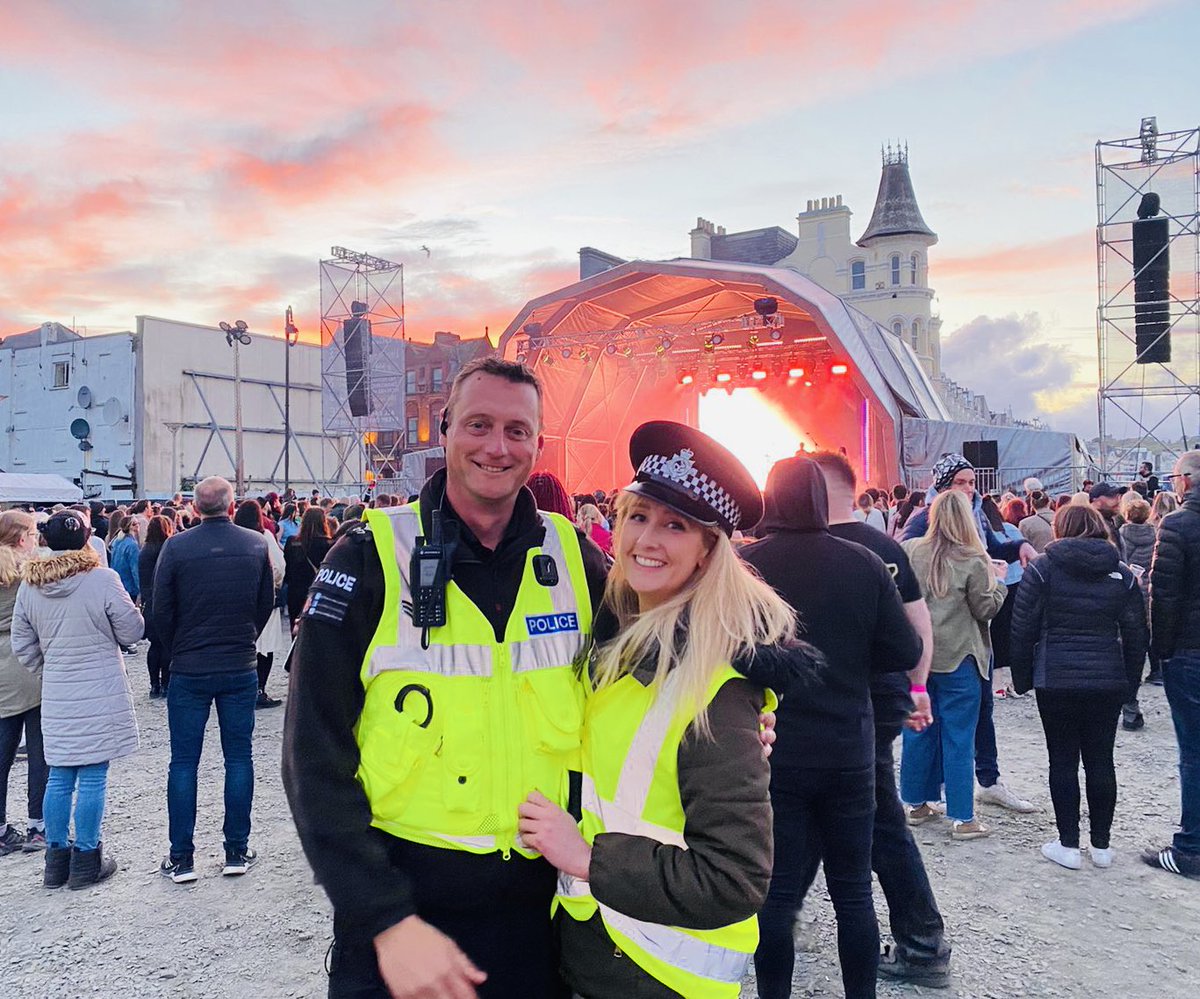 ShimminSgt's tweet photo. I bumped into Mrs Sgt Shimmin doing her part in keeping people safe. Like ships passing in the night, it’s probably the only chance I’ll see her in the next two weeks. #TTcop22 https://t.co/gLqCJH4hiM