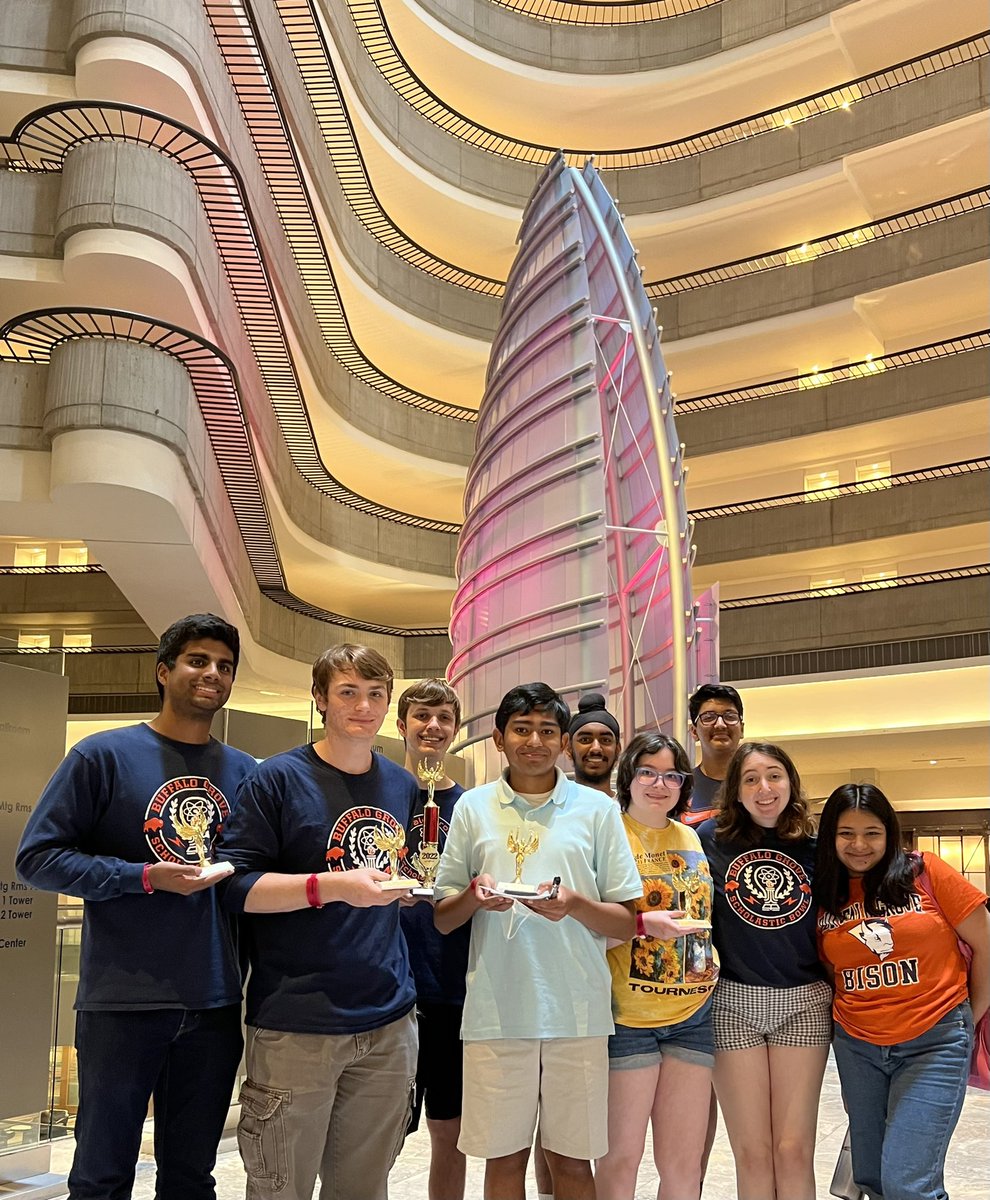 And like that, BG’s season comes to a close. Finished 1st at NAQT State IL, a win at regionals, tied 24th with our MSL friends from Barrington at HSNCT, &amp; 5th in the nation last year. BG is firmly seated on the stage of teams to watch! Great Nationals BG! <a href="/BG_Bison/">BG_Bison</a> Fight on!