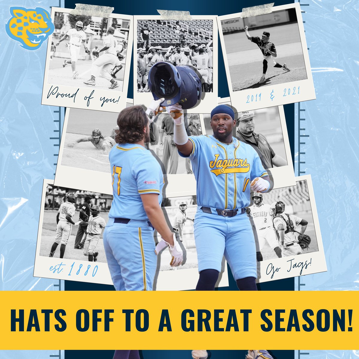 After 5 hours and 11 minutes of play, in 14 innings, Jaguar Baseball finish the 2022 season as SWAC West Division Champions and tournament runner-ups. 

Hats off to a great season…
#GoJags #ProwlOn #WeAreSouthern