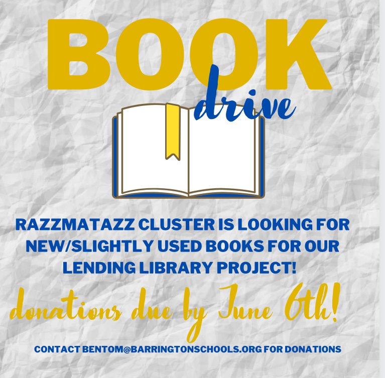 Doing some spring cleaning and have some books you’d like to get rid of?

Razz Cluster is looking for new/slightly used book donations (preferably middle school aged) for our Lending Library project! 

You can contact me or the email below if you’d like to donate!

#bmsshines