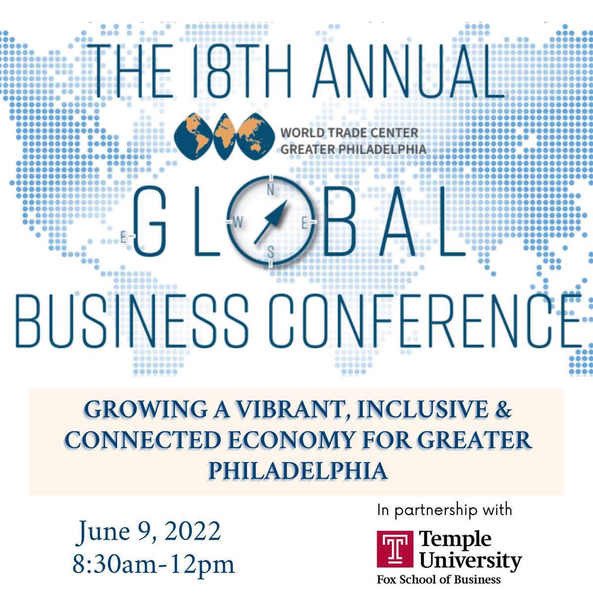 WTCPhila's tweet photo. Interested in exporting? Our Annual Global Business Conference has your toolkit for success on a global scale in the emerging economy.
Join us 6/9/22 on the main campus of our 2022 GBC partner Temple University.
Learn more & register- https://t.co/IWaQV6Krz1
#GBC18 #WTCGP #Export https://t.co/q2j5It1HQU