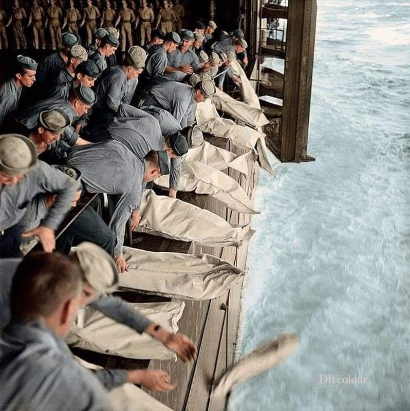 Burial at sea on the USS Intrepid, November 1944.