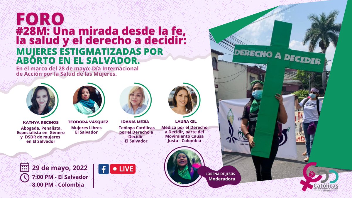CDD_ElSalvador's tweet photo. HOY!!! Hablemos sobre el #28M Una mirada desde la fe, la salud y el Derecho a Decidir 💚
FB Live de Católicas
7:00 pm - El Salvador

🔥Te esperamos!! https://t.co/2cYo2f61L5