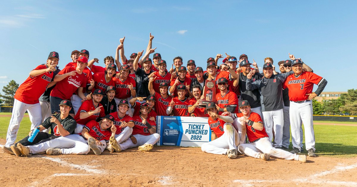 .<a href="/CatholicU_BSB/">Catholic U. Baseball</a> exploded for 16 runs, scoring in all but two innings, to secure its first-ever appearance in the <a href="/NCAADIII/">NCAA Division III</a> College World Series with a 16-2 win over Ithaca Sunday.

RECAP: catholicathletics.com/x/grnnd 

#ThisIsCatholicU #d3baseball