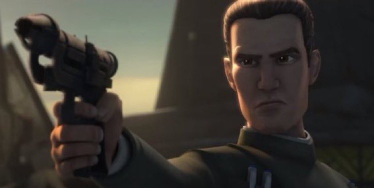 he’s aiming at crosshair after he betrays the empire and saves the batch