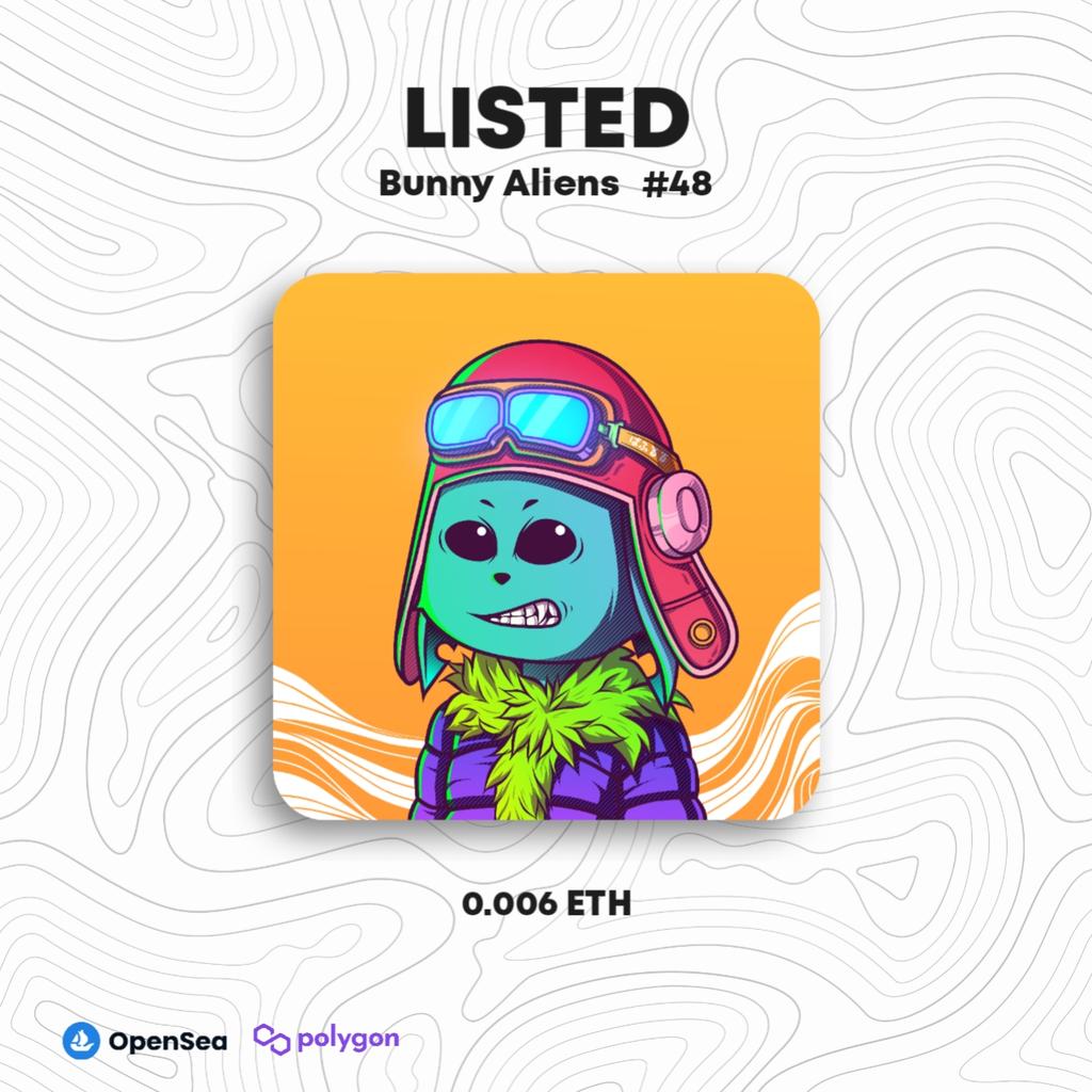 pafururu's tweet photo. Bunny Aliens #48 Launch on NFT, a member of PafururuNFT.

Bunny Aliens 
🔥 Polygon block chain - no gas fee
💫 Price : 0.006 Eth
💎 Rarity : common
 
Get it now at opensea⚡⚡
 https://t.co/5DuJVCo3Rv

#NFT #NFTS #NFTJAPAN #NFT宣伝枠 #NFT買います  #nftcollector #NFTdrop https://t.co/rytT7XGoHu