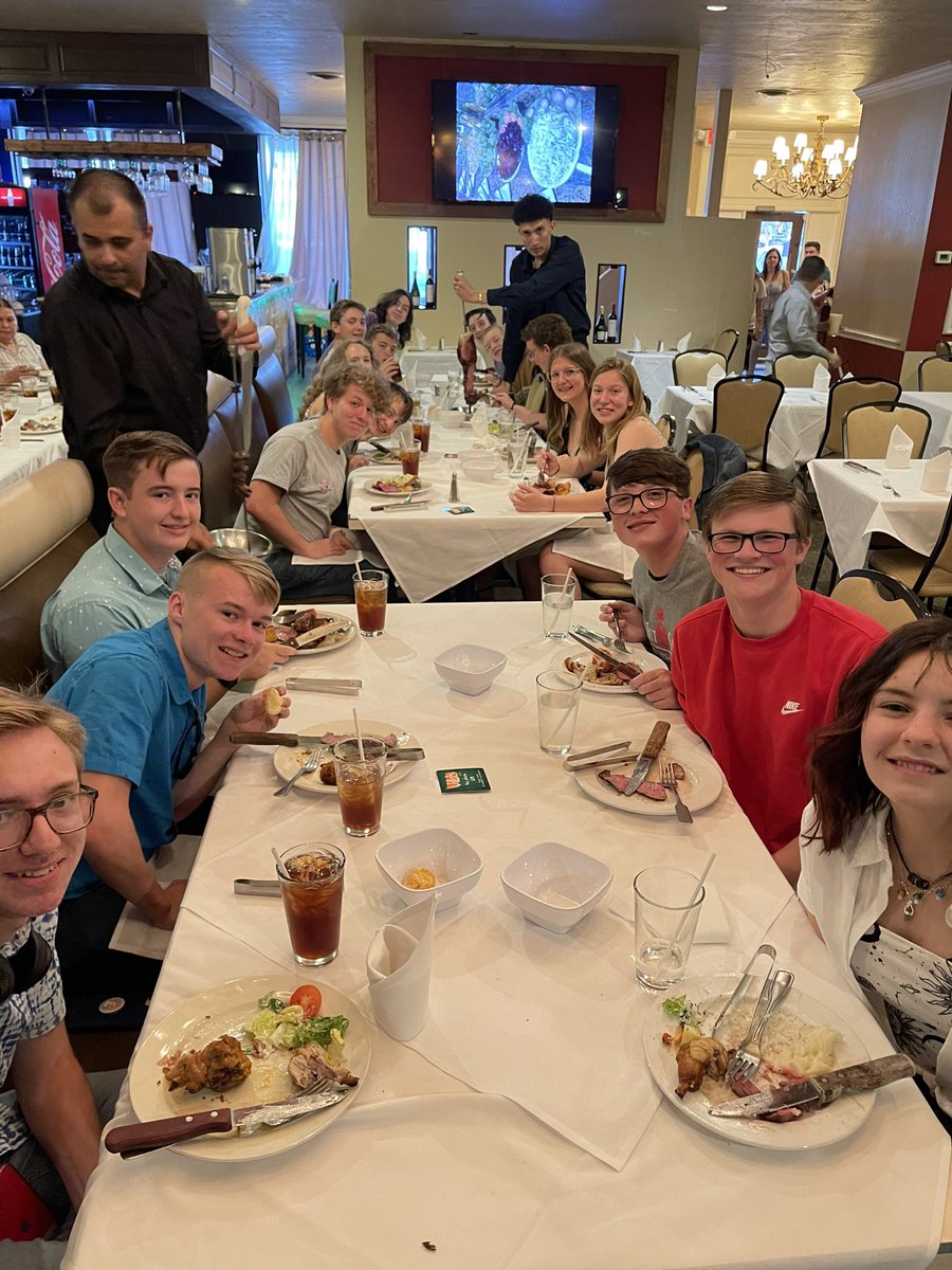 On our way to State Solo and Ensemble. Brazilian steakhouse for dinner? Yes please!! #mightyfoxband #c1