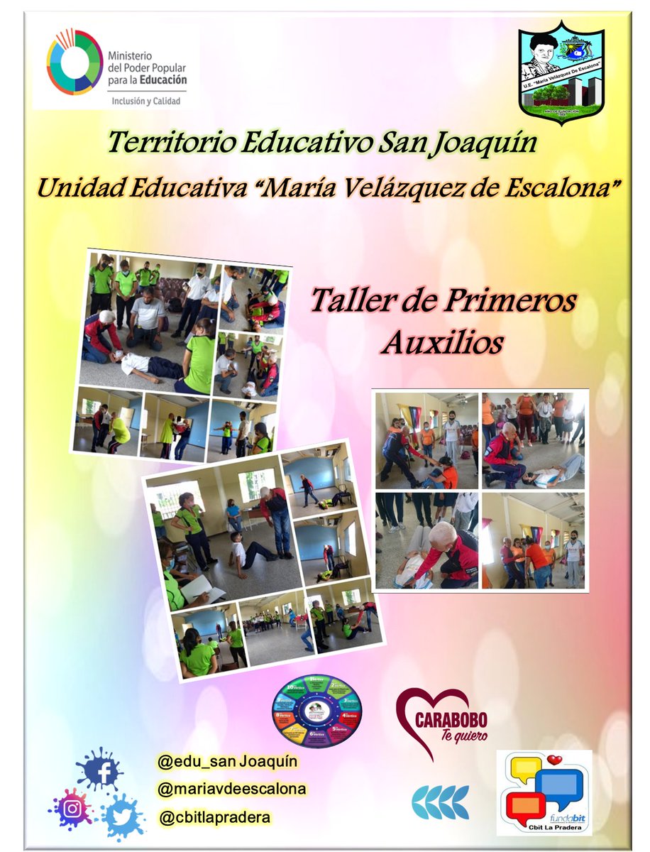 CbitlaPradera's tweet photo. Taller de Primeros Auxilios para los docentes en la Unidad Educativa Maria Velazquez de Escalona" @edu_sanjoaquin @mariavdescalona @CbitlaPradera @clifsjcarabobo @fundabitcarabo1 https://t.co/ZtwHRpGc82