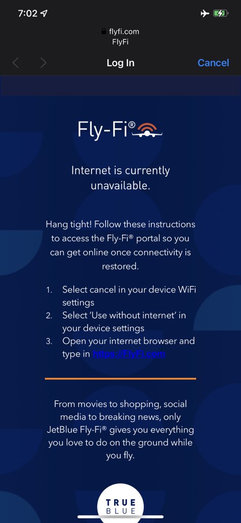 therealswerdy's tweet photo. @JetBlue I’m a huge fan of your airline normally but I love the free wifi and this happened. https://t.co/ZdBrk5nFfq