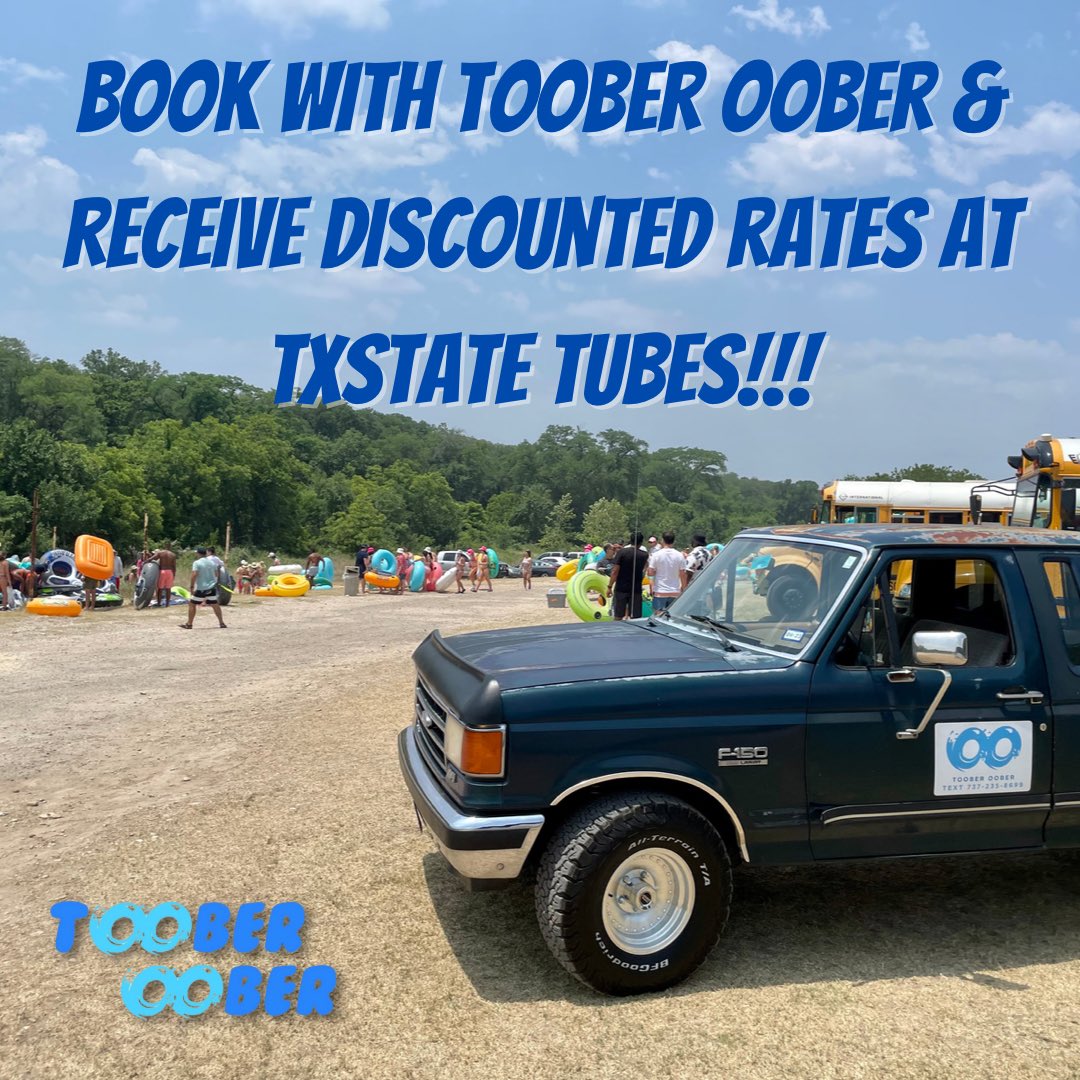 nunfam0609's tweet photo. Make it a Float Day and call or Text Toober Oober! 
From pick up to drop off plan your float safely and responsibly. 💦☀️@TexasStateTubes @TxStateBobcats #smtx #floatday #texasstatetubes #txstate #retweet https://t.co/73l6kP8JSk