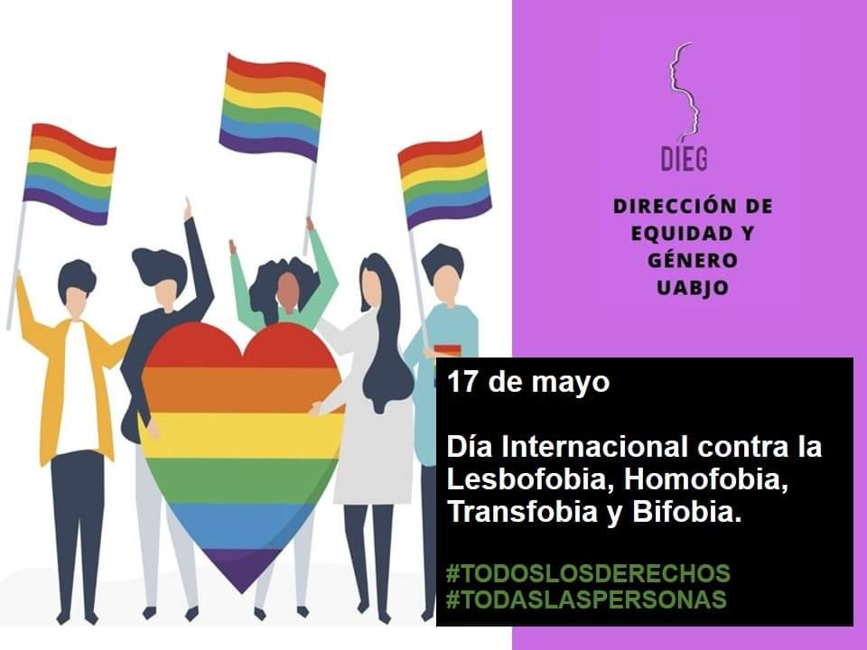 DUabjo's tweet photo. #17DeMayo
Día Internacional de la lucha contra la Lesbofobia, Homofobia, la Transfobia y la Bifobia busca el respeto en la sociedad, que acepte la diversidad y se reconozxan los derechos de todas las personas independientemente de su orientación sexual e identidad de género. https://t.co/oumpqQQV5Y