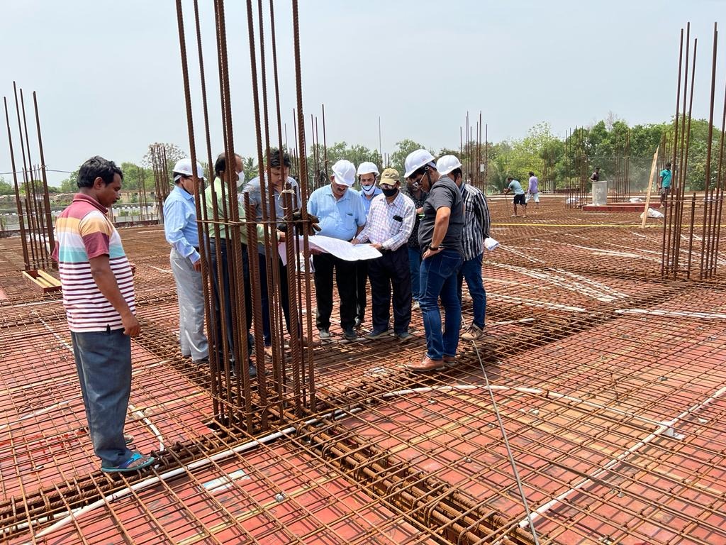 Er Manoranjan Mishra, Engineer-in-Chief, Civil with Er Gourang Sahu, Chief Engineer, Buildings &amp; other officials inspected the ongoing work of Trauma Care Center at Panikoili. Jajpur district will add a new 238-bed capacity 69Cr facility to its existing healthcare infrastructure.