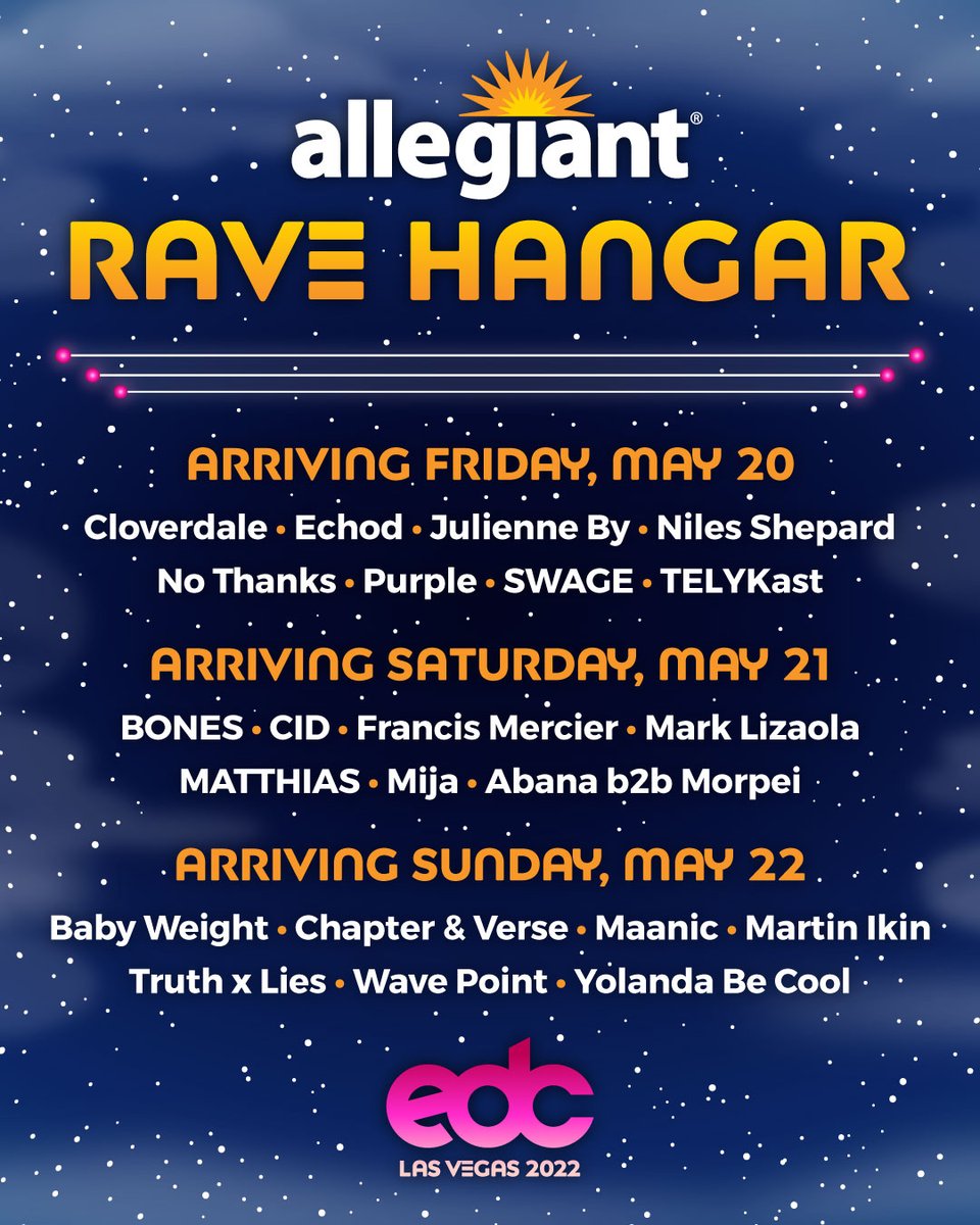 EDC Las Vegas Rave Hangar lineup 2022