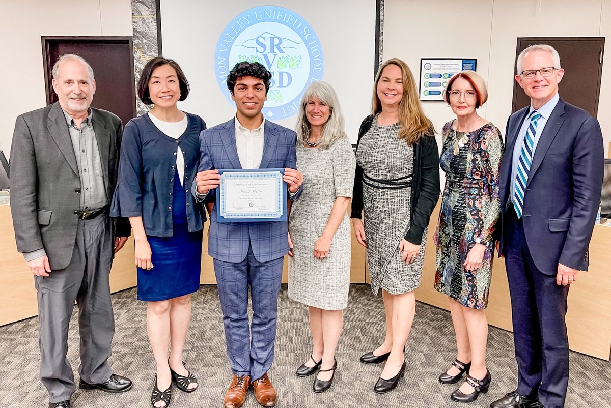 Tonight our Board of Ed voted unanimously on a resolution in appreciation of Ronit Batra as the 21-22 Student Board Member! Thank you Ronit - the 1st to hold this pivotal role - we are so proud &amp; wish you the very best in your post-graduation endeavors! #SRVUSDisthePlaceToBe