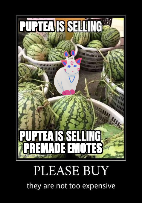 PupLovesTea's tweet photo. I'll make serious tweets tomorrow, but here is a tweet saying I have over 100 new listings in my Etsy shop and it'd mean a lot if you checked them out! 
Link below!🍉🐈 https://t.co/63jbl7eSZa