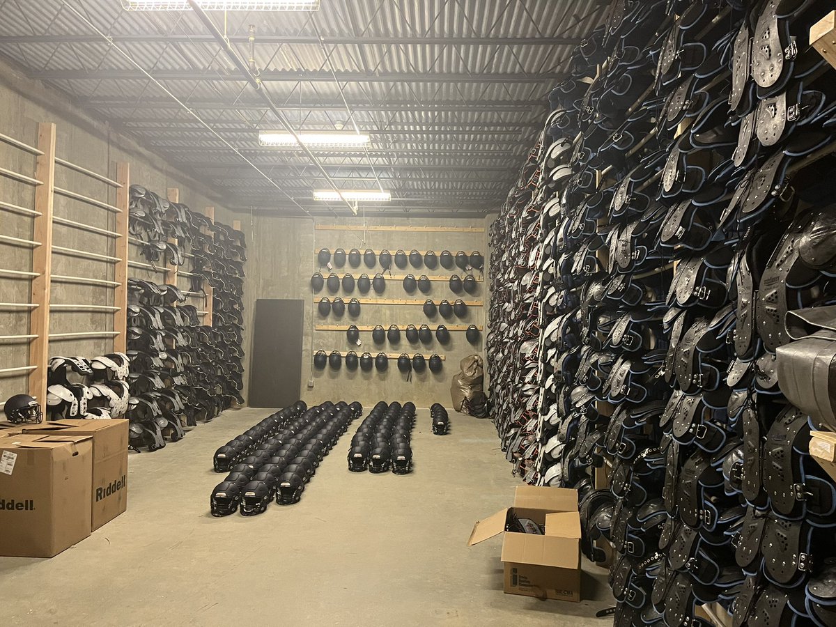 Just a few more days until we check this stuff out!  A HUGE THANK YOU to Mr. Klug and his class for helping us create more space in our equipment room! Appreciate your willingness to help us out! Equipment check out next week! War 🦅 #BDC