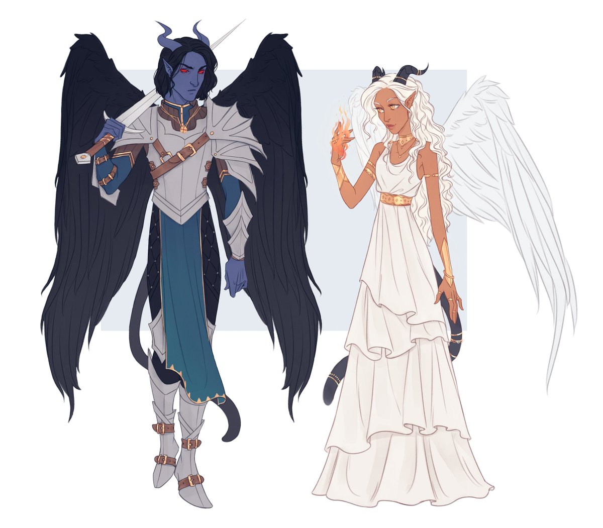 LastLadyJane's tweet photo. New campaign character art by the incredibly talented @Naimlyarts of siblings @millettant's Paladin, Morasaak and my Sorcerer, Kadri! 

Naimly is an absolute pleasure to work with - and somehow read my mind as this is EXACTLY how I see Kadri in my head 💜. I am beyond happy! https://t.co/fVPtBvGsd6