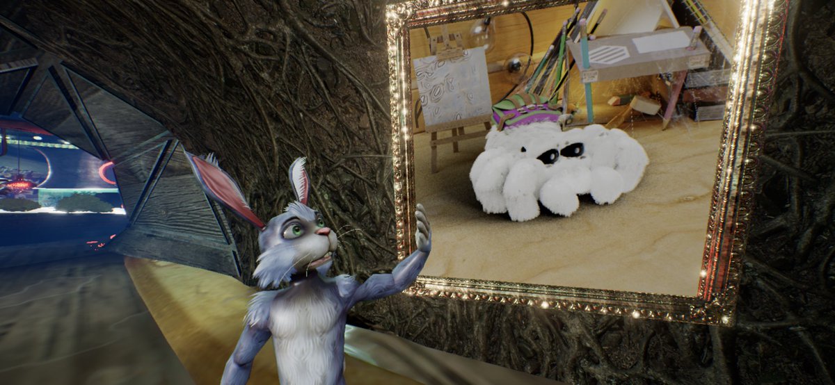 g1rg1s's tweet photo. Dodo showing off his fuzzy buddy, Abyad in his Den! @beyondvrgames really outdid themselves with The Burrows app for @flufworld! #burrowNFTart #beyondvr https://t.co/CF2XB2Iafg
