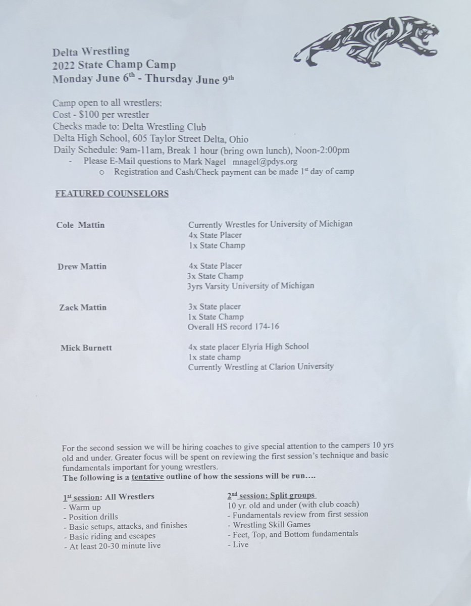 2022 Delta State Champ Camp. Come learn from some of the best.