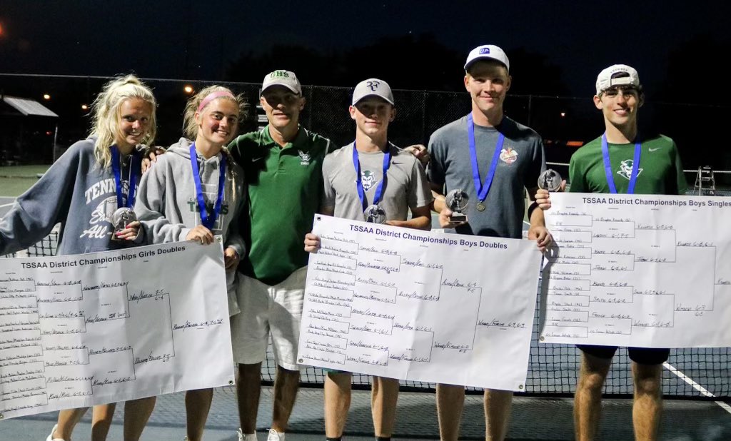 🎾Congratulations to doubles duo Masen Flaglor/Jackson Weems on being District Champions and making it to the Regional Large School Division tournament! They lost in a hard fought battle to Tennessee High! Congratulations on a great season!