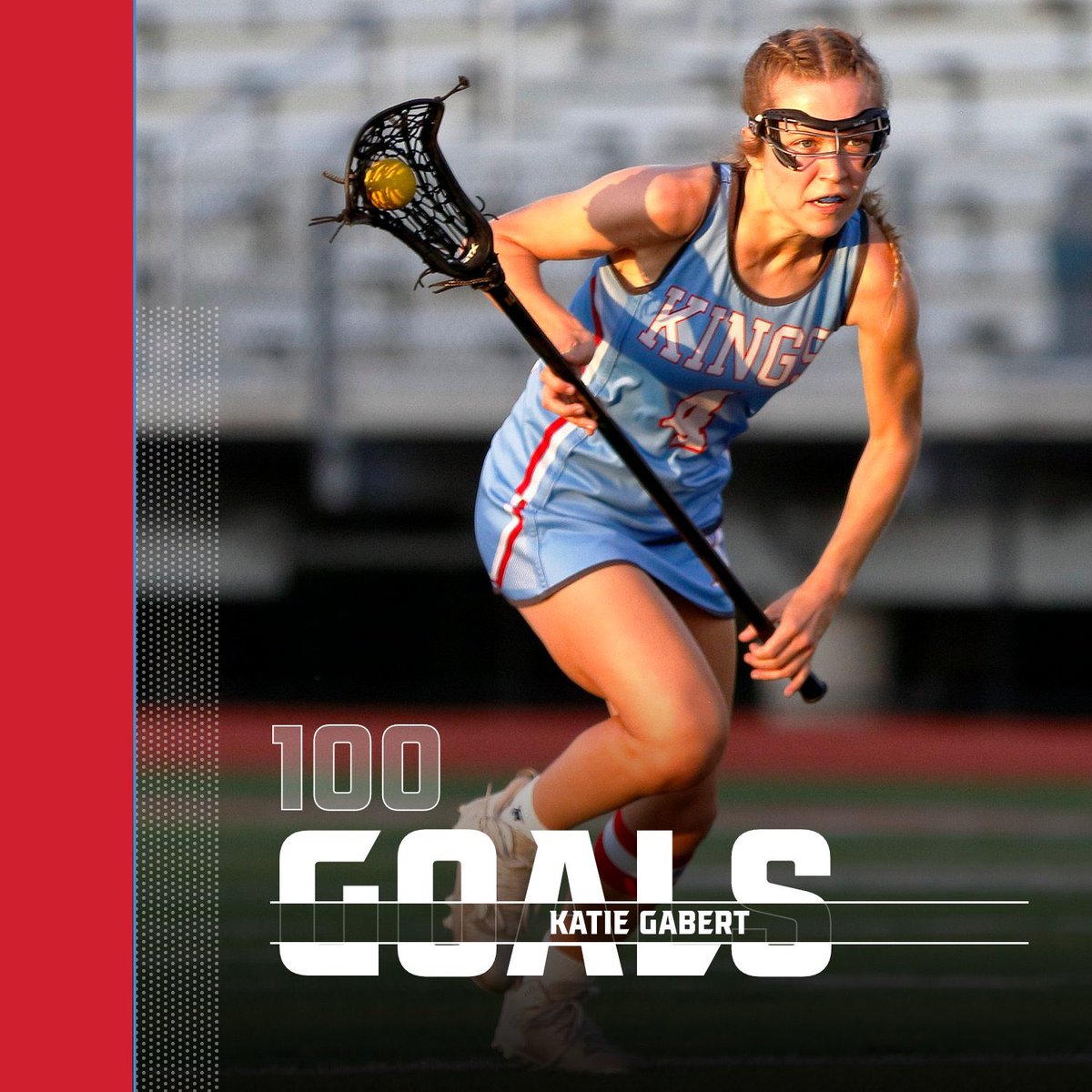 Congratulations to Katie Gabert for her 100th Career Goal tonight against Edgewood 💯 🥍 🥅 <a href="/khsladylaxers/">Kings Women’s Lacrosse Team</a> <a href="/Kings_Schools/">Kings Local Schools</a>