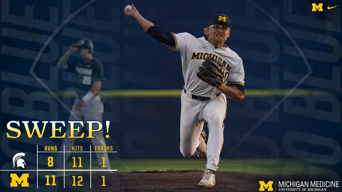 Michigan completes a season SWEEP of Michigan State! 🧹️  

#GoBlue #StrikeoutALS