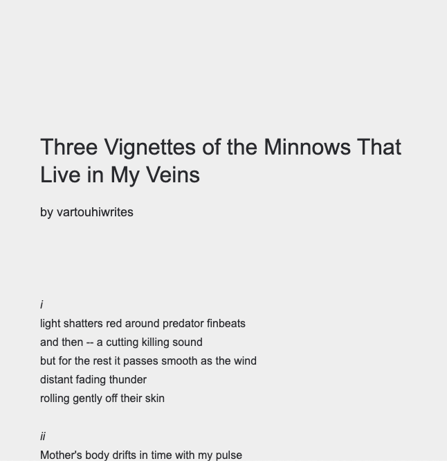 uncookd_'s tweet photo. ⛵ Joy amidst a Stormy Sea by Adam Brimmer

https://t.co/QQUXTI4iM5

😰 Restless by Luna

https://t.co/gRjNoRpFRK

🌌 Three Vignettes by varthoulwrites

https://t.co/SwD6zWg62Q

🏖️ two sentence horror by HeyMan

https://t.co/49qSshujyn

#poetrycommunity #POEMS #poetry #poem https://t.co/KEbK5gWKCl
