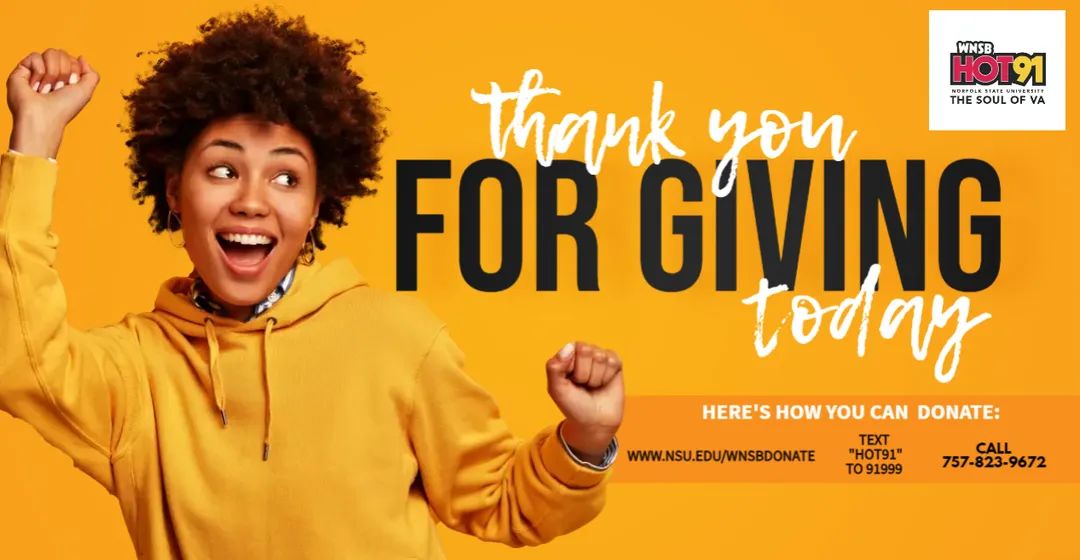 Hot91Online's tweet photo. 💕Thank you to everyone who gave today! 🥰 We will be back at it tomorrow ... phone lines open at 7:00 am! (757-823-9672) ... you can text HOT91 to 91999 ... donate through our website, (https://t.co/yt4snOS3Ud) or from your mobile app! #WNSB #HOT91 #NSU #HBCU https://t.co/7PIM7icsk0