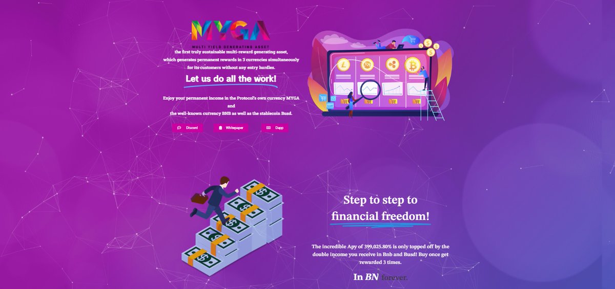 𝐍𝐞𝐰 𝐔𝐩𝐜𝐨𝐦𝐢𝐧𝐠 - #MygaMoney 💵💵

💰Fixed Apy:  399,026%
💰Fees: 16 to 20%
💰Team is KYC'd
💰On the BSC Mainnet

myga.money